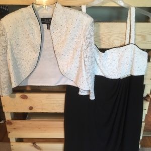 🌹R & M Collection black/white occasion dress 16